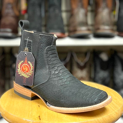 Botin Negro Inmitacion Piel De Python