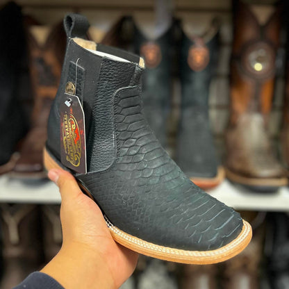 Botin Negro Inmitacion Piel De Python
