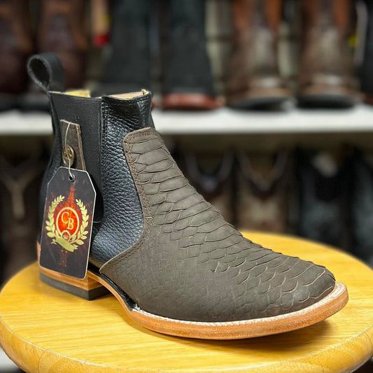 Botin Cafe Inmitacion Piel De Python